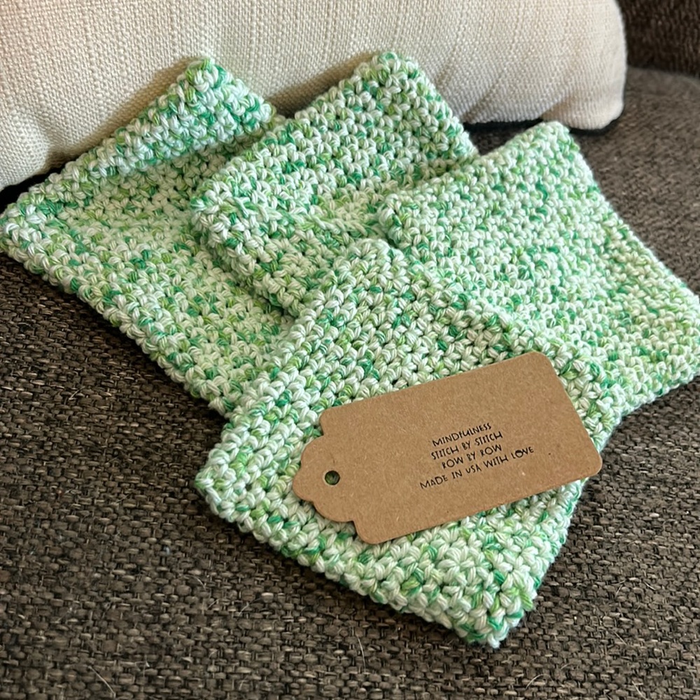 NWT 4 Coasters Made in USA with 100% recycled cotton! Perfect to use as trivet!